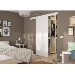 Optimum - kit porte coulissante blanc + rail + bandeau blanc - h 204 x l 93 x p 4 cm Optimum - kit porte coulissante blanc + rail + bandeau blanc - h 204 x l 93 x p 4 cm