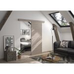 Optimum - kit porte coulissante + rail + bandeau vrone - h. 204xl. 83xp. 4 cm - chne taupe