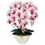 Orchid�e artificielle - blanc - rose - 3 tiges de 53 cm