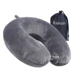 Oreiller de voyage - soutien pour cervical en mousse à mémoire forme coussin repos dormir (gris) 27x27x12cm ... Oreiller de voyage - soutien pour cervical en mousse à mémoire forme coussin repos dormir (gris) 27x27x12cm ...