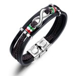 Organgonfand tendance multicouche cuir tress� magn�ti bracelet en cuir pour homme