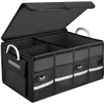 Organisateur de coffre de voiture noir couvercle 68l rigide pliable parois renforc�es sac de rangement ...