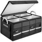 Organisateur de coffre de voiture noir isotherme mdf isolant couvercle 68l pliable parois renforc�es ...
