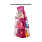Organisateur de sacs � main qui saccroche � la penderie placard avec 6 poches (fuchsia)
