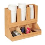 Relaxdays organiseur accessoires caf� 6 compartiments bambou h�x�l�x p�: 295�x�345�x�17 cm distributeur ...