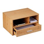 Relaxdays organisateur bureau 1 tiroir 2 compartiments hxlxp: 22 x 40 x 31 cm bambou espace de travail ...
