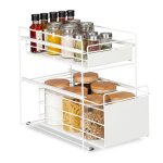Relaxdays organiseur de placard 2 paniers rangement cuisine et salle de bain coulissant hlp 395x25x405 ...
