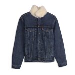 Original levis sherpa ex - boyfriend trucker jacket femme - bleu foncé Original levis sherpa ex - boyfriend trucker jacket femme - bleu foncé
