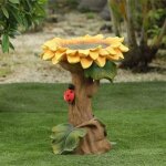 Ornement de jardin en polyrsine bain doiseaux de tournesol avec coccinelle dcoration de pelouse de ...
