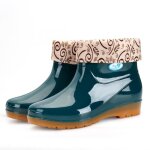 Os chaussures plates antidrapantes  bout rond pour femmes bottes de pluie impermables galoches vert ...