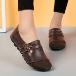Os mocassins décontractés plats et confortables en cuir pour femmes chaussures simples marron Os mocassins décontractés plats et confortables en cuir pour femmes chaussures simples marron