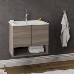 Oslo meuble de salle de bain avec simple vasque encastre chne fum largeur 60 cm