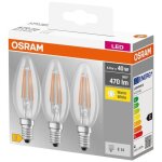 Osram lot de 3 ampoules led e14 flamme claire 4 w quivalent  40 w blanc chaud