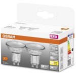 Osram spot par16 led 50 verre 4. 3w gu10 350lm 2700k chaud - boite de 2 Osram spot par16 led 50 verre 4. 3w gu10 350lm 2700k chaud - boite de 2