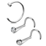 Piercing nez - oufer - 3pcs - titane g23 - 20g - cz transparent - mixte