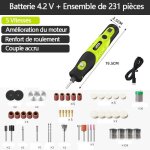 Qjrrx outil rotatif multifonction sans fil 42 v ? 231 accessoires 5 vitesses usb?c