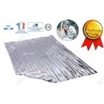 Couverture de survie chauffante - lunavo - 210x130cm - r�utilisable - or et argent - pour camping et ...