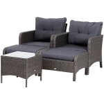 Outsunny lot de 2 fauteuils de jardin grand confort repose - pied table basse résine tressée imitation ... Outsunny lot de 2 fauteuils de jardin grand confort repose - pied table basse résine tressée imitation ...