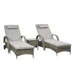 Outsunny - lot de 2 transat - résine tressée - 200x73x103cm - gris Outsunny - lot de 2 transat - résine tressée - 200x73x103cm - gris
