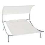 Outsunny bain de soleil 2 places lit de jardin design contemporain toit rglable 2 roulettes 2 oreillers ...