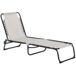 Outsunny - chaise longue pliable - acier - 197x58x30cm - cr�me