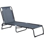 Outsunny - chaise longue pliable - acier - 189x58x30cm - gris