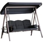 Outsunny - balancelle de jardin 3 places - m�tal - 121x208x172cm - noir