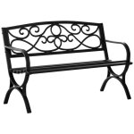 Outsunny - banc de jardin 2 places - acier - 128x58. 5x 85cm - noir