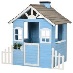Outsunny - cabane de jeu pour enfant - bois de sapin - 151x112. 5x142cm - bleu