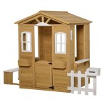 Outsunny - cabane de jeu pour enfant - bois de sapin - 204x107x140cm - jaune