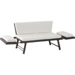 Outsunny canapé lit de jardin extensible 3 places grand confort 4 coussins écru inclus résine tressée ... Outsunny canapé lit de jardin extensible 3 places grand confort 4 coussins écru inclus résine tressée ...