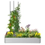 Carr� potager jardini�re - outsunny - rectangulaire grande capacit� avec tuteurs tomates plantes grimpantes ...