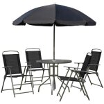 Outsunny - ensemble salon de jardin - acier - 80x80x69. 5cm - noir