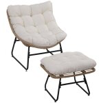 Outsunny - chaise avec repose - pieds - polyester - 69x76x70cm - bois naturel