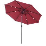 Parasol de jardin - outsunny - droit lumineux octogonal inclinable led solaire manivelle - m�tal - � ...