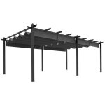 Pergola jardin - outsunny - aluminium 36x6 m coulissante r�tractable pour terrasse - alu - gris fonc� ...