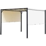 Outsunny pergola tonnelle de jardin avec auvent coulissant 3 x 3 m - structure acier poxy et toile polyester ...