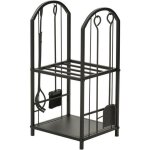 Outsunny porte - bches range bches 2 niveaux tagre  bois de chemine serviteur de chemine multi ...