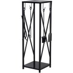 Outsunny porte b�ches - range b�ches serviteur de chemin�e colonne - multi accessoires dim. 34l x 34l ...