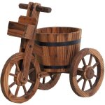 Porte plante - outsunny - tricycle �tag�re pots de fleurs jardini�re d�coration - bois sapin - 52x31x45cm ...