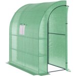 Outsunny serre de jardin adosse serre adosse dim. 2l x 1l x 213h m 4 tagres 2 portes zippes 1 fentre ...