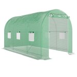 Serre de jardin tunnel - outsunny - serre � tomates surface 8 m� ch�ssis renforc� porte zipp�e - pe - ...