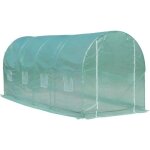 Serre de jardin tunnel - outsunny - surface 10 m� ch�ssis renforc� porte zipp�e 8 fen�tres - pe - 5x2x205m ...