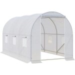 Serre tunnel de jardin - outsunny - 7m� - 350x200x200 cm - porte 6 fen�tres - cadre en m�tal b�che pe ...