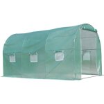 Serre de jardin tunnel - outsunny - surface 8 m� ch�ssis renforc� porte zipp�e 6 fen�tres - pe - 4x2x205m ...