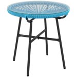 Outsunny - table basse ronde de jardin - métal - 50x50x50cm - bleu Outsunny - table basse ronde de jardin - métal - 50x50x50cm - bleu