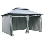 Outsunny - pavillon de jardin - acier - 300x400x280cm - gris