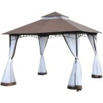 Outsunny tonnelle barnum style colonial double toit toile moustiquaires amovibles mtal poxy polyester ...