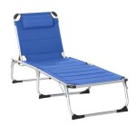 Outsunny - transat - aluminium - 196x66x33cm - bleu