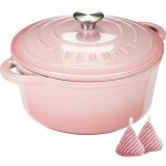 Overmont cocotte en fonte émaillée casserole de 54 l avec couvercle livre de cuisine et maniques en coton ... Overmont cocotte en fonte émaillée casserole de 54 l avec couvercle livre de cuisine et maniques en coton ...